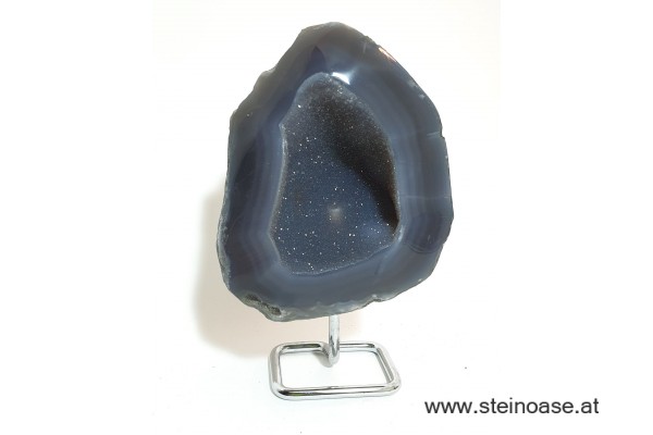 Amethyst Druse mit Achat auf Ständer